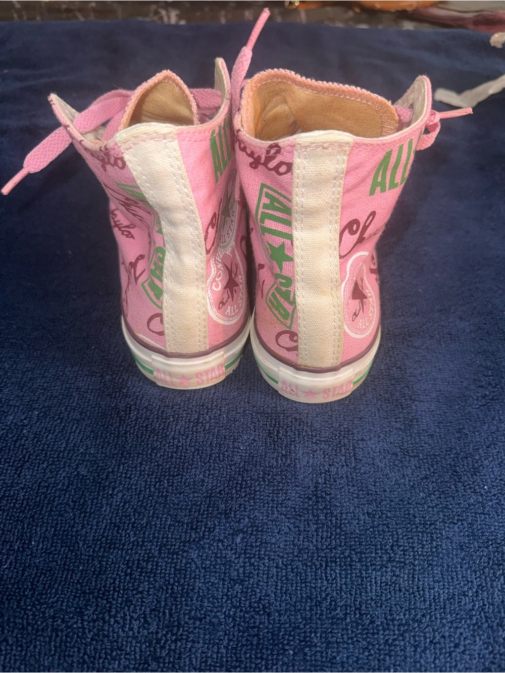 Converse Pink High-Top Sneakers with Green Logo Accents - Picture 4 of 7